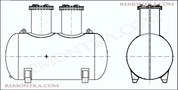 Резервуар стальной горизонтальный цилиндрический РГС-30, фото 1 Фотографическое изображение - Резервуар стальной горизонтальный цилиндрический РГС-30