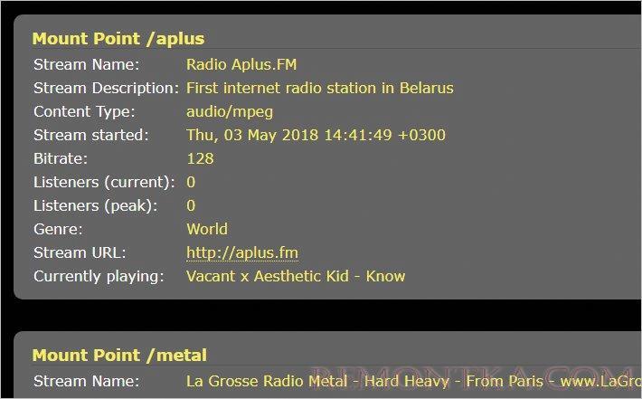 Настроенные потоки в icecast