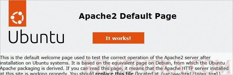 Начальная страница веб-сервера Apache в Ubuntu