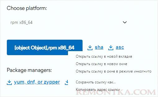 Скачиваем ссылку на RPM пакет для Elasticsearch