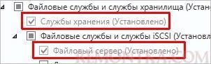Ставим галочки напротив нужных компонентов файлового сервера