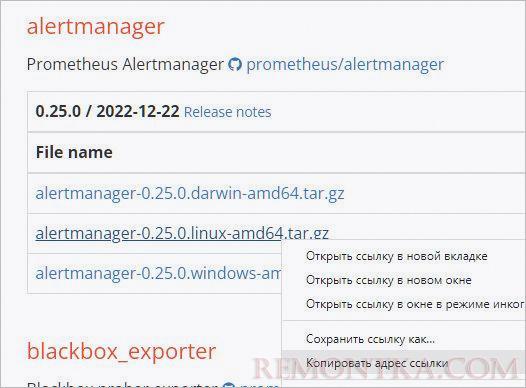 Копируем ссылку на alertmanager