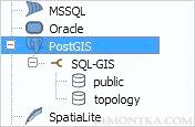 В ветке PostGIS видим схемы