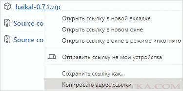 Копируем ссылку на загрузку последней версии Baikal