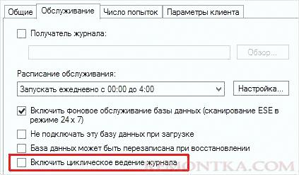 Отключение ведения циклического журнала