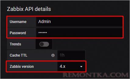 Настройка подключения к Zabbix API details