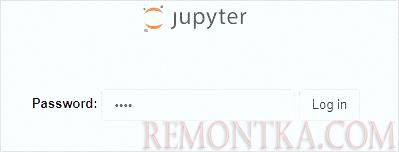 Страница ввода пароля для входа в Jupyter Notebook