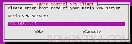 Вводим адрес сервера Kerio VPN
