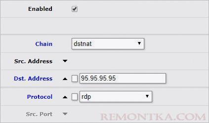 Пример настройки проброса RDP для Mikrotik