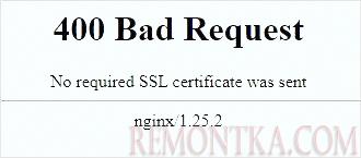 Ошибка 400 при попытке перейти на страницу, требующую аутентификацю клиента Ошибка 400 при попытке перейти на страницу, требующую аутентификацю клиента