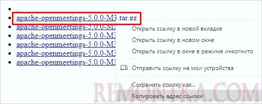 Копируем ссылку на пакет OpenMeeting