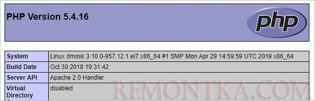 phpinfo для 5.4.16