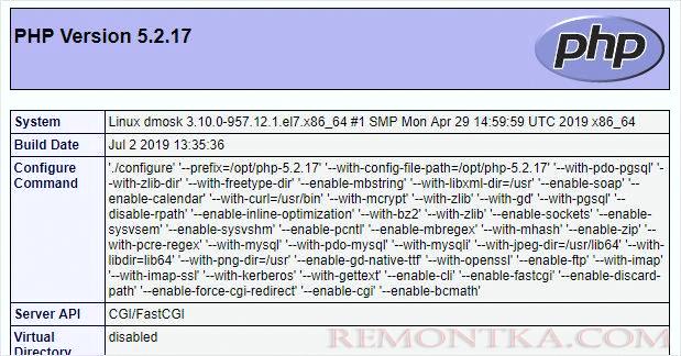 phpinfo для 5.2.17