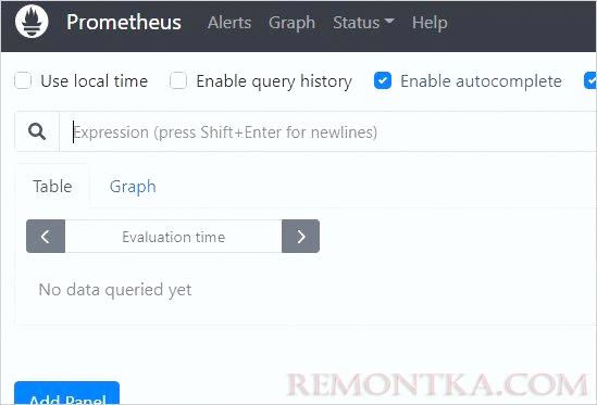 Стартовая страница Prometheus