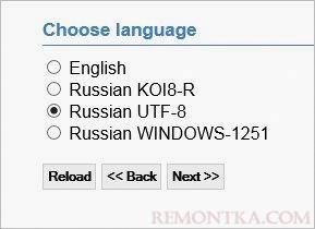 Выбираем язык и кодировку