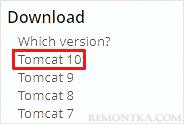 Переходим на страницу загрузки последней версии Tomcat