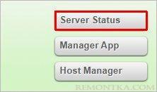 Server Status на стартовой странице Tomcat Server