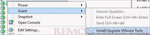 Монтирование дистрибутива VMware Tools к виртуальной машине