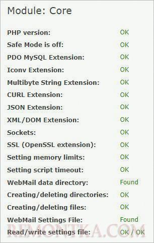 Все компоненты установлены для Webmail Lite