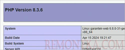 Страница с информацией о PHP
