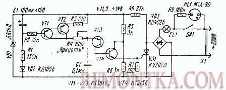 Светорегулятор на аналоге однопереходного транзистора