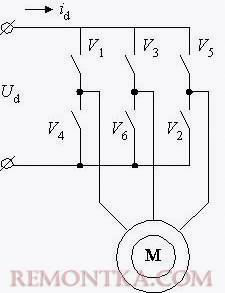 Подключение двигателя к выходу трехфазного инвертора