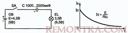 Схема с конденсатором в цепи постоянного тока