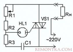 Схема регулятора мощности на симисторе