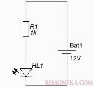 Схема подключения светодиода