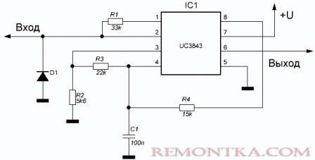 Схема задающего генератора ШИМ на микросхеме UC3843