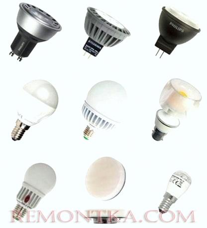 Различные виды светодиодных ламп