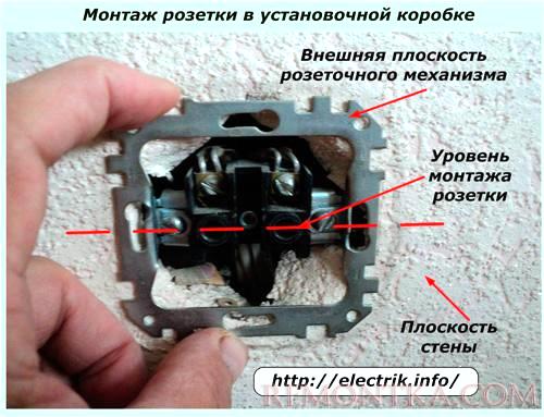 Монтаж розетки в установочной коробке