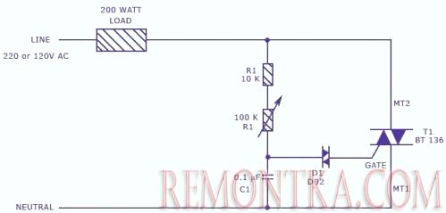Схема управления симистором