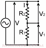 Делитель напряжения на двух резисторах