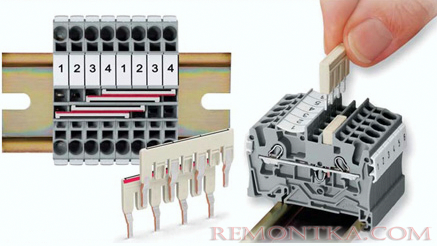Перемычки для подключениия клеммников и аппаратов на Din-рейке