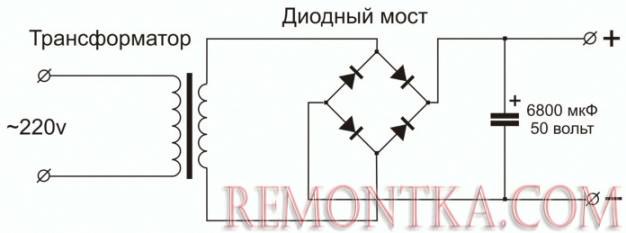 Схема простого блока питания