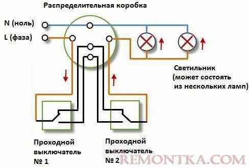 Монтажная схема управления освещением