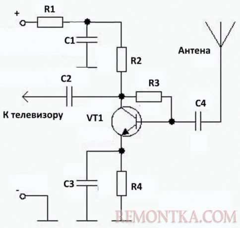 Схема антенного усилителя