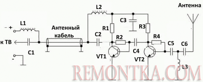 Схема антенного усилителя