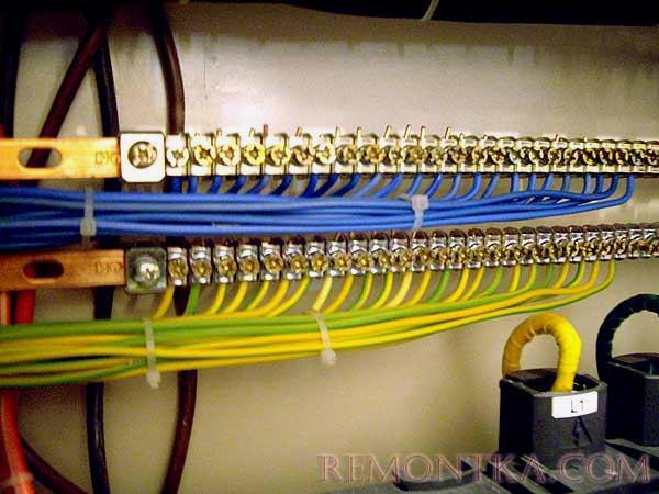 Контактные шины в электрощите Контактные шины в электрощите