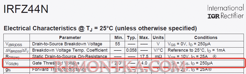 параметры полевого транзистора