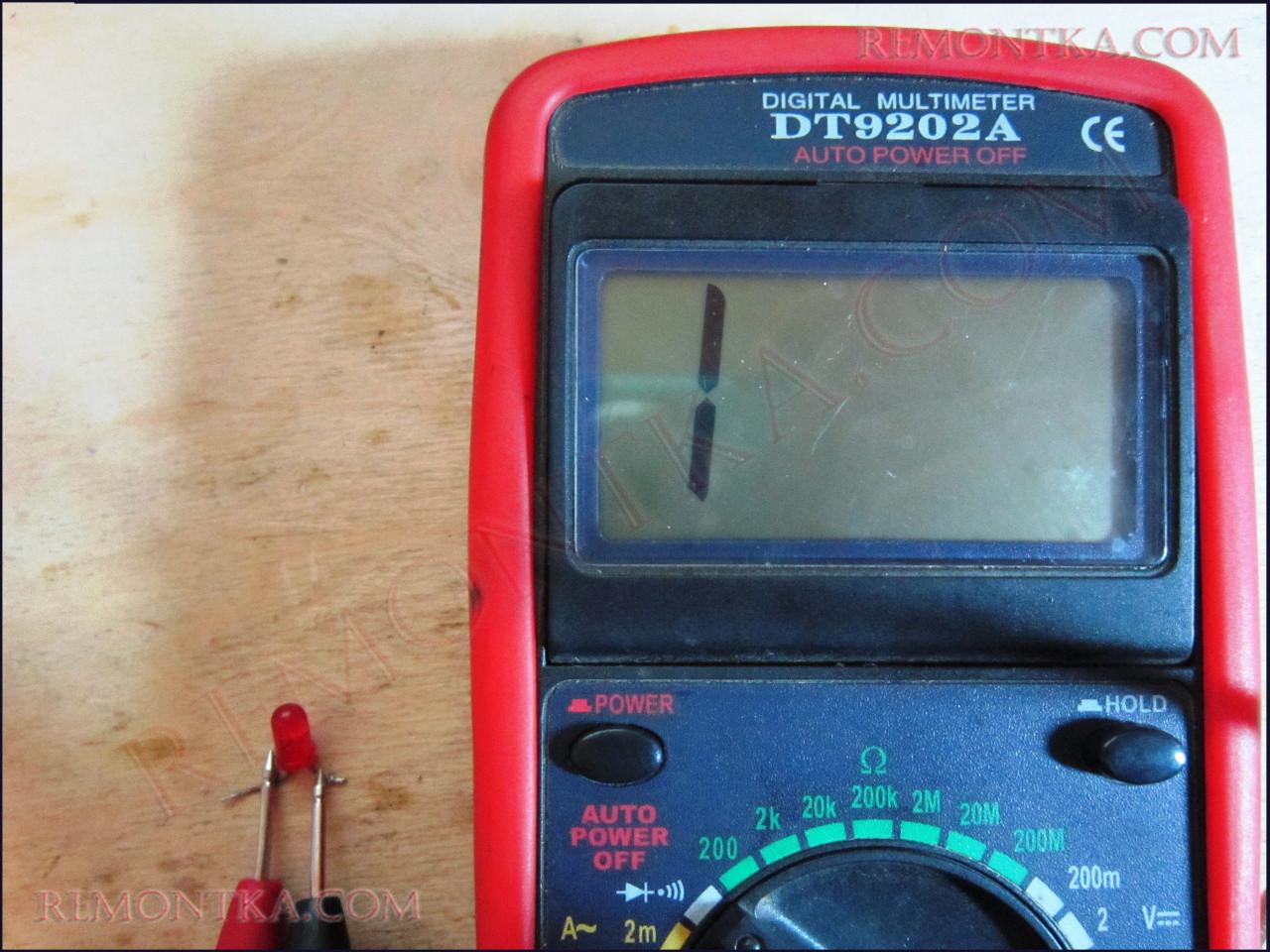 проверка светодиода с помощью мультиметра