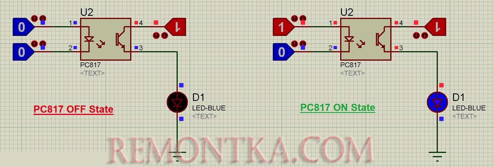Работа оптрона PC817