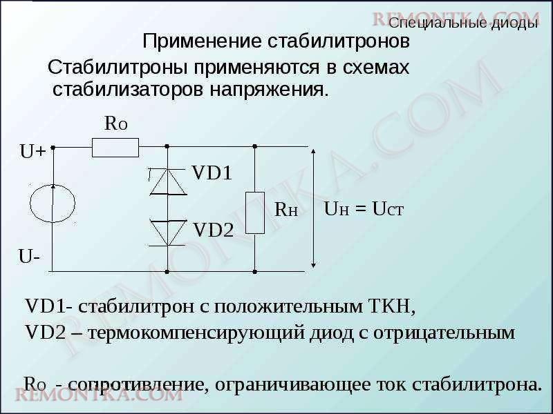 Применение стабилитронов