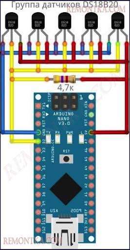DS18B20 к плате Arduino