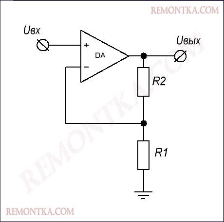 неинвертирующий усилитель схема