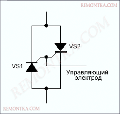 Симистор из двух тиристоров 