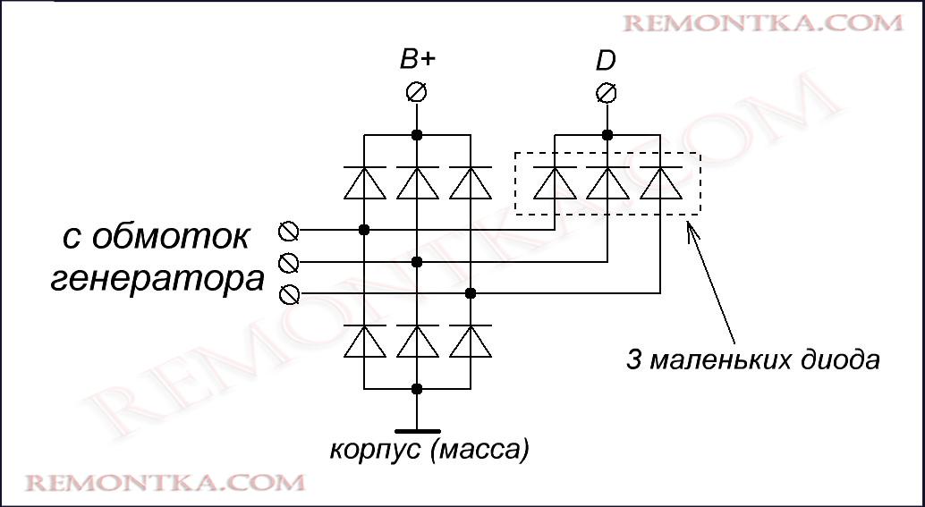 диодный мост генератора ваз2110 схема