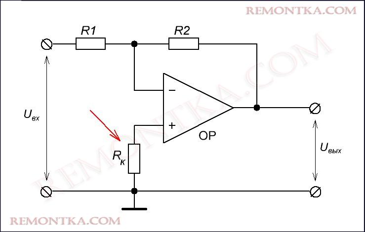компенсационный резистор инвертирующий усилитель