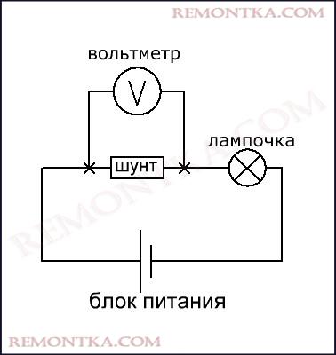 схема подключения шунт